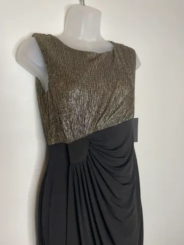 Enfocus Studio Gold Shimmer Bodice Sleeveless Ruched Dress