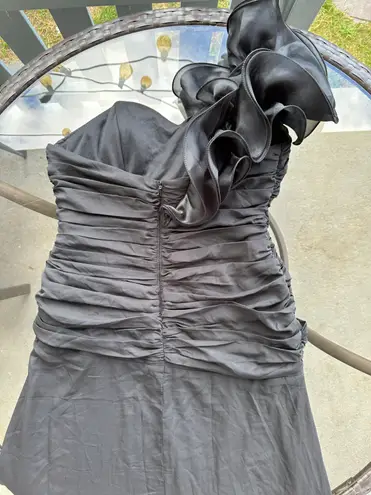 Cinderella Design One Shoulder Ruffle Evening Gown Prom Dress in Black - Size XL