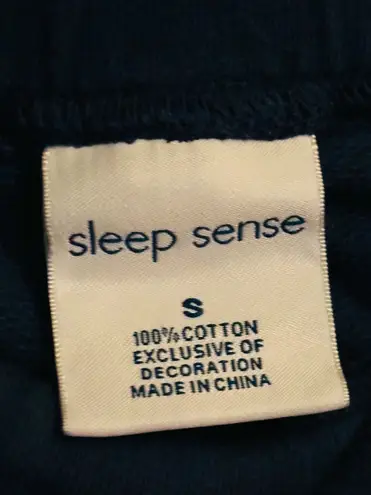 Sleep Sense Women’s Small Blue Embroidered Floral Patches Pajama/Lounge Pants