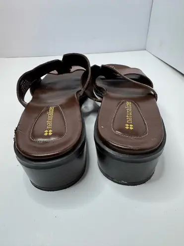 Naturalizer Brown Leather Slip-On Sandals Size 10M