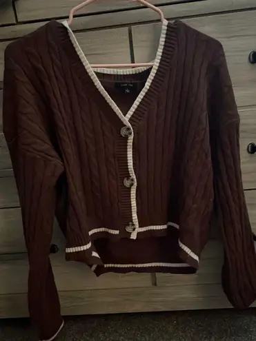 Love Tree Brown Button Cardigan