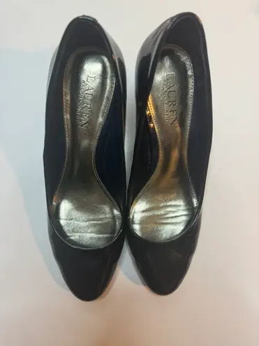 Ralph Lauren Black Patent Leather Kitten Heels Size 8.5