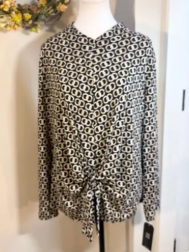 CLARA SUN WOO Textured Knit Center Front Tie Top