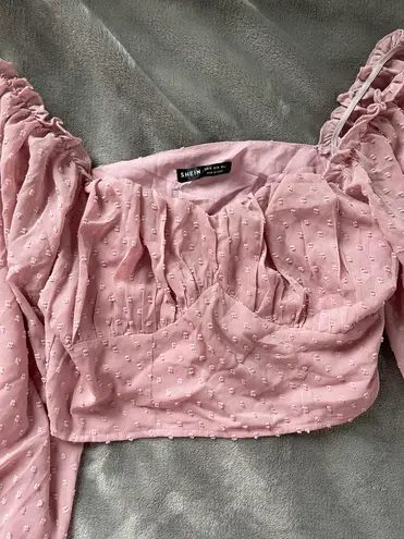 SheIn Pink Blouse With Balloon Sleeve