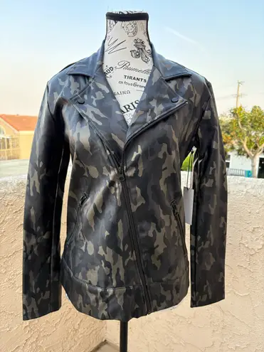 Koral Activewear Specter metallic camo-print vegan leather moto jacket small NWT