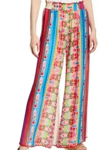 Johnny Was Mariah Printed Smock-Waist Wide Leg Pull-On Pants