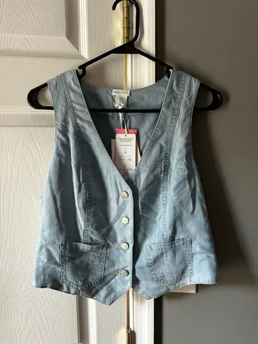 Sigrid Olsen Light Wash Denim Vest 