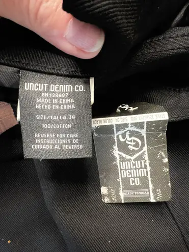 Uncut Denim Co . Y2K Painted Black 12" Knee Length Denim Shorts sz 34 NWT