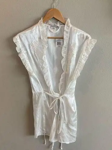 Linea Donatella NWT  Bridal Baby Doll Robe White w/ Embellishment Med ROB…