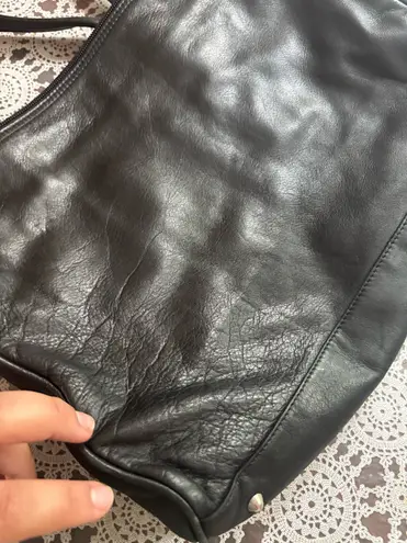 Renato Angi Black Leather Messenger Bag with Slouchy Style