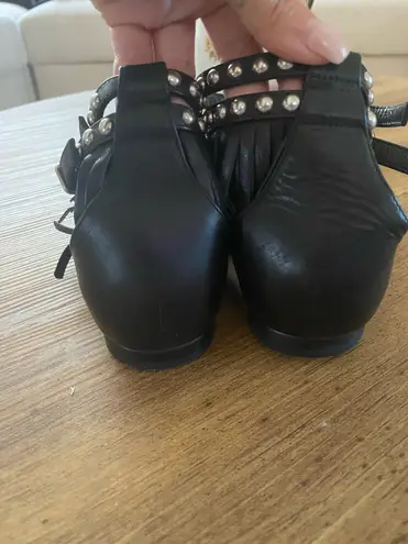 Saint Laurent Paris Nu Pieds Fringe & Studded Black Sandals