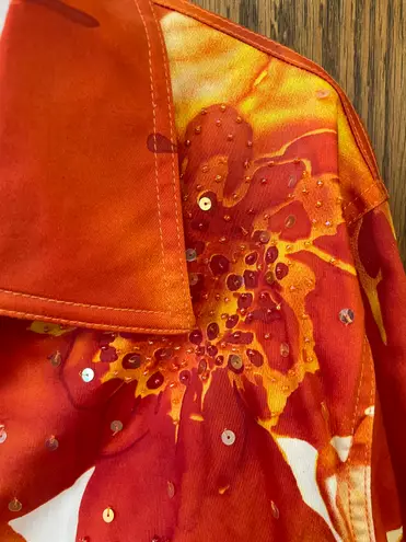 Diane Gilman Rare Floral Sequin Embellished Vibrant Jacket 1X