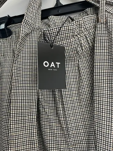OAT New York Dress Pants Womens XL Plaid Pull On Elastic Waist Belted Pockets