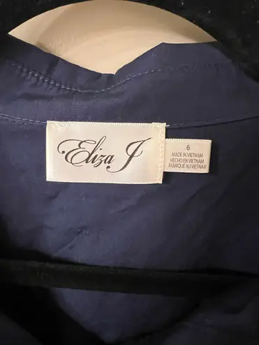 Eliza J Navy Button Down Puff Sleeve Dress