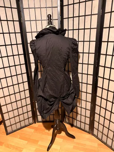 Victorian Steampunk High Low Asymmetric Y2k long sleeve goth Ruffle Jacket shirt Black Size L