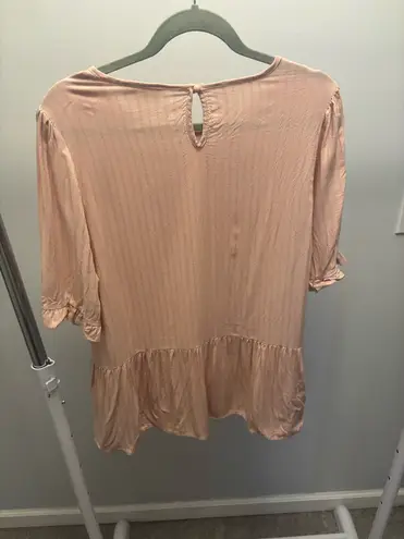 Saving Paige Pink Ruffle Peplum Blouse Size XL