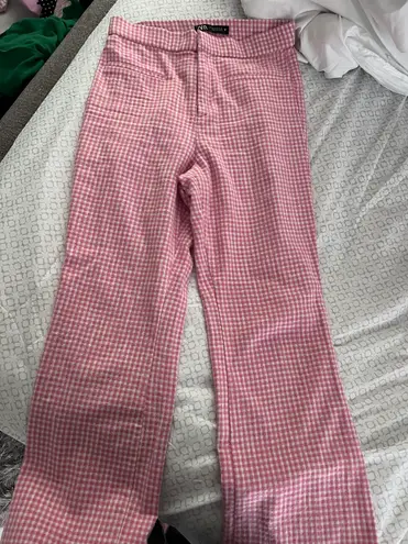 ZARA pink Gingham Trousers