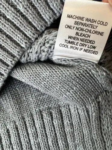 Weatherproof Vintage NWT Slub Pointelle Knit Mock Neck Sweater Dusty Blue Medium