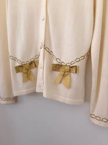 Vintage That Sweater Cream Bow Cardigan White