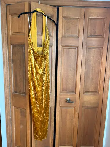 Lulus Gold Velvet Dress