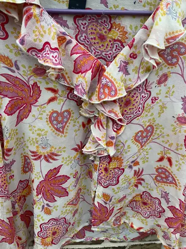 Vtg y2k international silk floral blouse Multi Size M