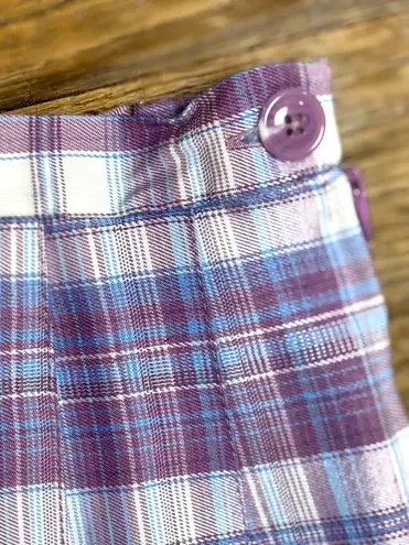 Rewind Women’s Juniors Medium (7-9) Purple Plaid Pleated Skirt Preppy Side Zip