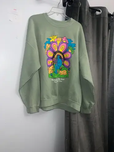Dreyfus Art Remember To Be Kind To Yourself Too Graphic Crewneck Sweatshirt XL Green Size 1X