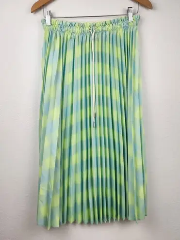 Proenza Schouler Pleated Georgette Midi Skirt Yellow Blue Size Small NWT