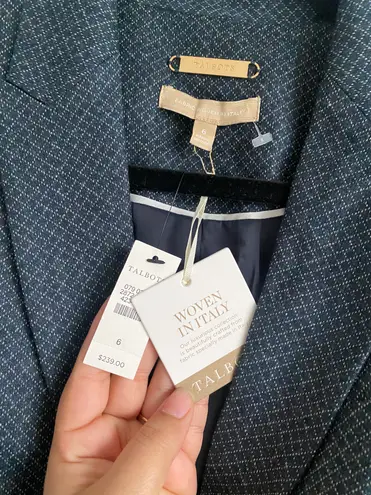 Talbots 2-Piece Pant Suit Two Button Blazer navy Blue Stretch Wool Size 6 New