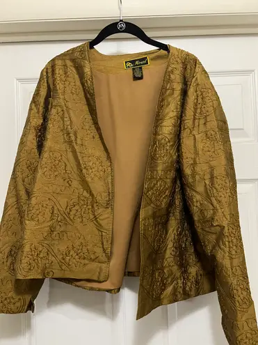 Gold Beaded Open Front Jacket Size XL