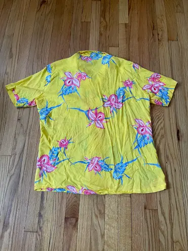 Vintage Islander Hawaiian Floral Hibiscus Fun Funky Flashy Indie Hippie Hipster colorful coastal festival multicolor collar buttons polo Shirt Short Sleeve Funky Indie Flashy Festival Multi Size XL