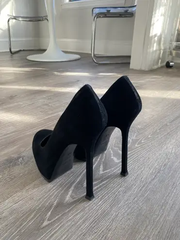 Saint Laurent Black Suede Tribtoo 105 Platform Pumps