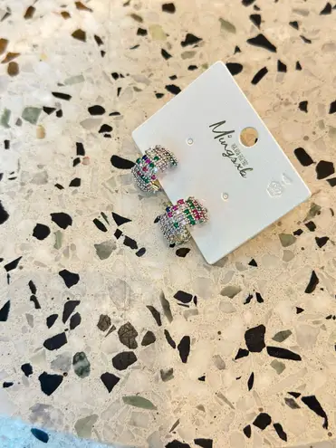 NWT multicolored CZ Pave style earrings, Crystals Nickel free,Titanium post Multiple