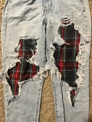 American Eagle Plaid patchwork American Outfitters Jeans