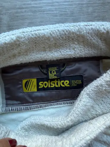 Solstice Outdoor Women’s Full Zip Fleece Ivory Jacket Size L Textured Fabric White Size L