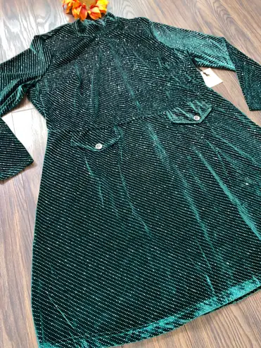 Unique Vintage SMAK PARLOUR Green Sparkly Velvet Mock Neck Dress NWT | 4XL |