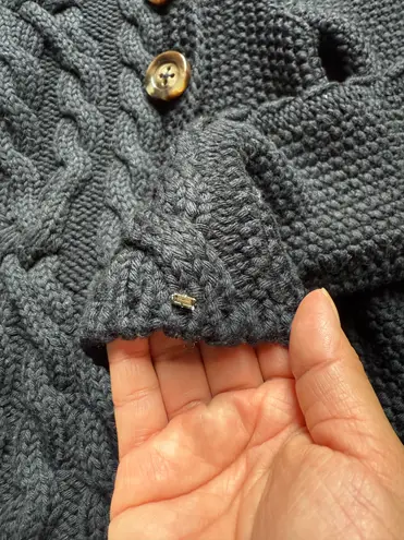 Max Mara Sportsmax Made In Italy Virgin Wool Chunky Knit Funnel Neck Cardigan S