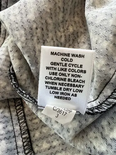 Elle Black White Print Seamed Fit & Flare Cap Sleeve Dress Size XL