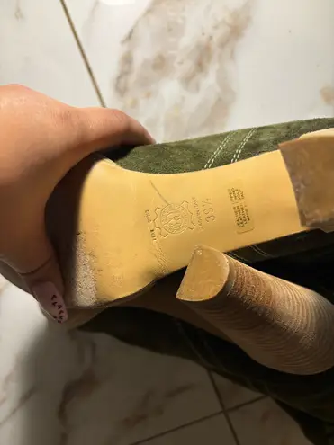 Vero Cuoio WOMENS leather boots olive green size 39.5