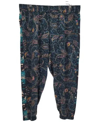 Johnny Was Twilight Paisley Charmeuse Silk Joggers Luxury Designer Artsy Size XL