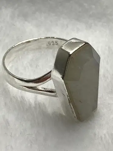 925 Silver Natural Rainbow Moonstone Ring Size none