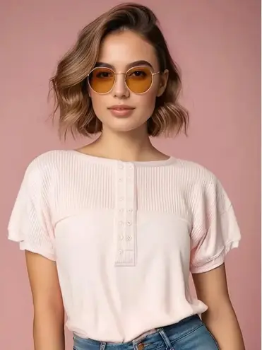 Vintage Colter Bay Women's XL Vintage Pink Henley Button