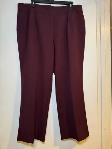 Avenue size 14 petite pull on pants with pockets, tommy panel control burgundy