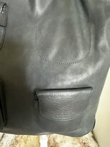 Marni Napa Black Leather Front Pocket Shopper Tote Bag Designer