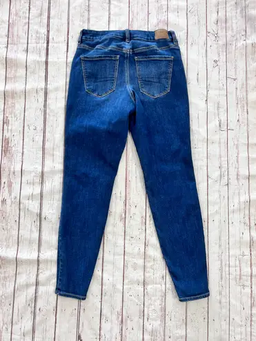 American Eagle V Cut High Waist Jeans Sz 6 Long Blue Denim Skinny Next Level Stretch