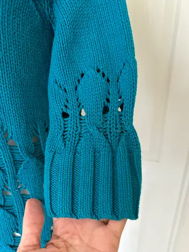 Etcetera Woman’s Blue Knit Cotton Sweater/Cardigan, Sz M