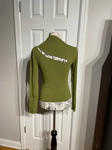 Cyrus Vintage Y2K Mock Cutout Knit Sweater Blouse Pullover Women's Green Small