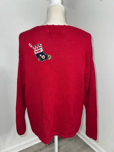 heirloom collectibles Christmas Cardigan Red Embroidered Trees Stockings M