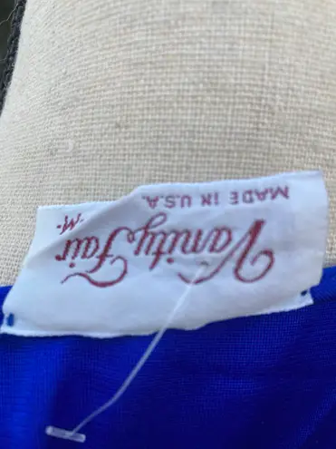 Vanity Fair Vintage 70s 80s Pajamas Pants Short Sleeves M Royal Blue Embroidered