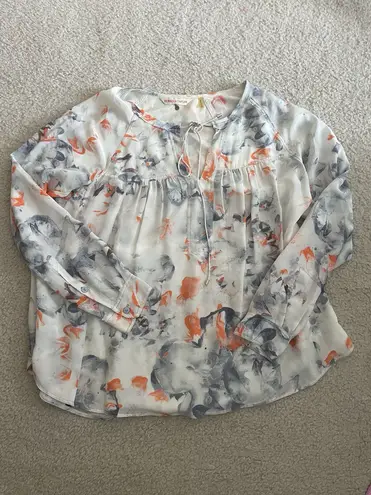 Rebecca Taylor Misty Garden Printed Blouse Size 6/Small 100% Silk Feminine